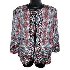 Joan Rivers Vintage Scroll Jersey Knit Jacket with 3/4 Sleeves size Medium